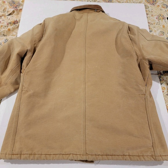 Carhartt Chore Jacket Mens 48 Regular Tan Quilted Line Full Zip Canvas Grunge - Picture 4 of 12